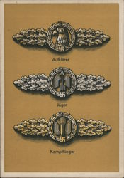 Medals, "Symbols of Honor" - ForObservation, Combat, Fighter Airplane Fliers Nazi Germany Postcard Postcard Postcard