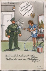 Military humor, Officer's Uniform Being Cleaned by Vacuum Cleaner Nazi Germany Postcard Postcard Postcard