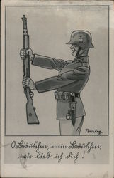 Military Humor, Soldier Trains with Rifle and Praises It Nazi Germany Postcard Postcard Postcard