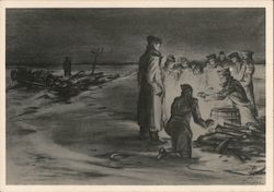 "Our Working Men at War", Men at a Camp Fire in the Snow Nazi Germany Postcard Postcard Postcard