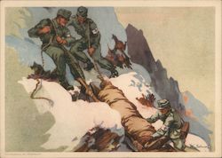 The Work of the German red Cross, Wounded Alpine Soldier Being Rescued Postcard