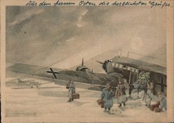 German Ju-52 Being Loaded w Christmas Tree, 1942 Nazi Germany Postcard Postcard Postcard