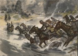 Cavalry Crossing a River in Poland, Nazi Fund for War Victims Calendar Postcard Postcard