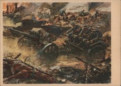 Horse Drawn Artillery Being Positioned in Battle, Dead Horse Nazi Germany Postcard Postcard Postcard