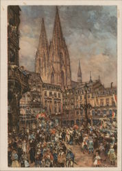 Cologne Carnival, Mardi Gras, Cathedral, 1939, Koln, Koeln, Brown Stamp Nazi Germany Postcard Postcard Postcard