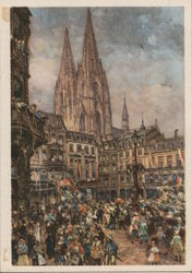 Cologne Carnival, Mardi Gras, Cathedral, 1933, Koln, Koeln, Green Stamp 1939 Nazi Germany Postcard Postcard Postcard