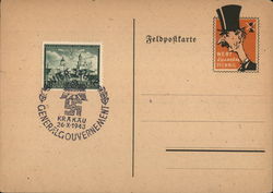 Postmark - Celebrating Four Years of the General Governmeent in Poland, Funny Stamp - "Not Worth A Cent" Nazi Germany Postcard P Postcard