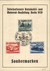 Deutsche Bank Advert cancel "Internationale Automobil und Motorrad-Ausstellung Berlin 1939" postal district Berlin-Charlottenburg 5 Postcard