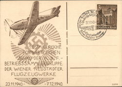 commemorative cancel "Wiener Neustadt" "1. Ostmärkische Postwertzeichenschau" (annexed Austria) Postcard