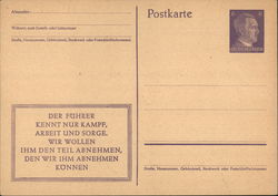 Unused German Nazi-era Postal Card Nazi Germany Postcard Postcard Postcard