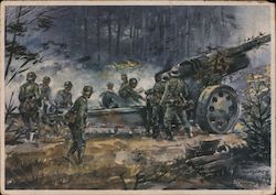 Heavy Field Artillery in Action with Crew, Soldiers Postcard