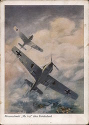 Messerschmitt Me109 Fighter Airplane in Flight Over Enemy Territory Postcard