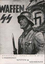 Waffen SS Soldier, Service to the Land, Waffen SS, then "Farmer - Soldier" Postcard