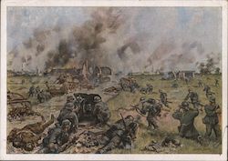 Infantry Regiment 487 in Attack on Harbourdin, France Postcard