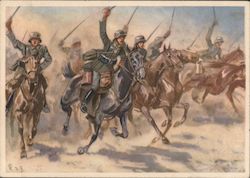 Germany Cavalry Soldiers in Attack on Horseback Postcard Postcard Postcard