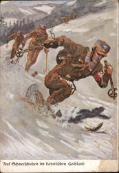 German Alpine Troops on Ski Patrol Nazi Germany Postcard Postcard Postcard