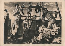 German Sailors Relaxing, Accordion, Harmonica, House of German Art, Munich Postcard Postcard Postcard