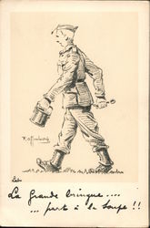 Soldier Carrying Mess Kit, Belgium Postcard