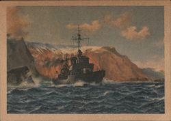 German Minesweeper Ship Off the Coast of Norway Postcard