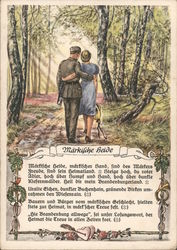 Military Romance, Couple in the Mark Brandenburg Heide, Tree Shaded Road Postcard