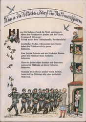 Military Song, Women Looking at Marching Soldiers from Windows of Town Postcard