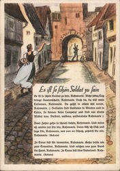 Military Song, "It's So Nice to Be a Soldier", Woman waving Goodbye to Departing Soldier Postcard