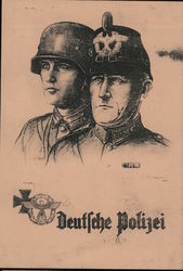 Drawing, German Police Officers Postcard