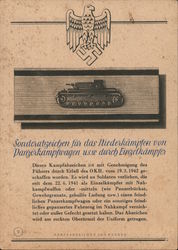 Special Medal for Defeating Tanks in Single Vehicle Combat. 1942 Nazi Germany Postcard Postcard Postcard