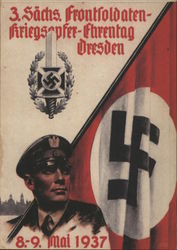 Propaganda, Dresden, 3rd Day of Honor for Front Soldeirs and War Victims of Saxony, 1937 Nazi Germany Postcard Postcard Postcard