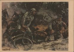 Squadron of Bicycle Soldiers in Battle Postcard Postcard Postcard