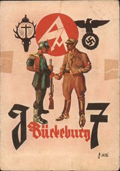 SA and Police Soldier, Unit 7, Bueckeburg, Lower Saxony, St. Hubert Cross (with Deer's head) Nazi Germany Postcard Postcard Postcard