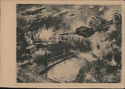 Luftwaffe, German Air Craft Attacking Moscow, USSR, Kremlin Postcard