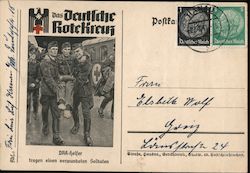 German Red Cross, Carrying  a Wounded Soldier, 1941 Nazi Germany Postcard Postcard Postcard