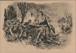 Germany Infantry Storming a Village Postcard Postcard Postcard