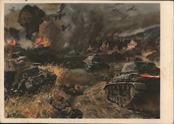 Tanks abnd Stuka Airplanes on the Attack, 1941 Feldpost Postcard