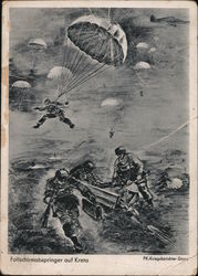 Paratroopers landing on Crete, Parachute Nazi Germany Postcard Postcard Postcard