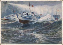 Navy, Fast Boats at Full Speed at Sea Postcard Postcard Postcard