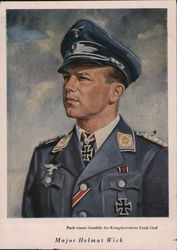 Major Helmut Wick, Uniform, Luftwaffe, Airplanes Nazi Germany Postcard Postcard Postcard