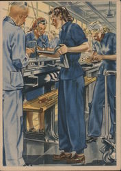 "Women Working for You!", Women Working in Machinist Shop Nazi Germany Postcard Postcard Postcard