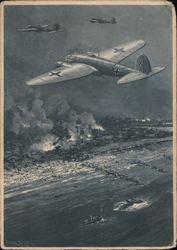 "Over Dunkirk", German Airplanes Bombing over Coast Postcard