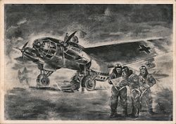 "We Fly Against England"  Airplane and Crew Preparing for Mission Nazi Germany Postcard Postcard Postcard