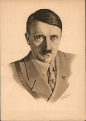 Portrait of Adolf Hitler, Artist Signed, Uniform Postcard