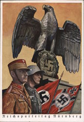 German National Party Convention Nuremberg, Nuernberg, Swasika w Eagle Standard Nazi Germany Postcard Postcard Postcard