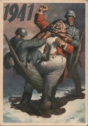 Propaganda 1941, German Soldiers Assaulting English John Bull Postcard