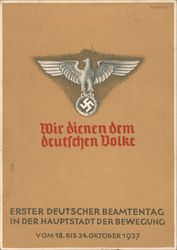 Munich, First German Bureacrats Convention, "We Serve the German People", 1938 Nazi Germany Postcard Postcard Postcard