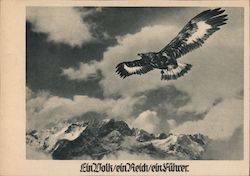 Eagle Soaring Over Alps, "One People, One Empire, One Leader" Postcard