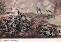 Soldiers in Combat with Heavy Grenade Launcher Postcard