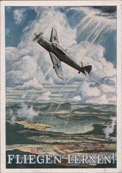 "Learn to Fly!" Luftwaffe, Air Force, Fighter Airplane Postcard