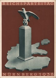 National Nazi Party Convention, Nuremberg, Nuernberg 1938, Eagle & Swastika on Plinth Nazi Germany Postcard Postcard Postcard