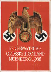 Greater Germany National Party Convention, Nuremberg Nuernberg 1938, Swasytika and Eagle Nazi Germany Postcard Postcard Postcard